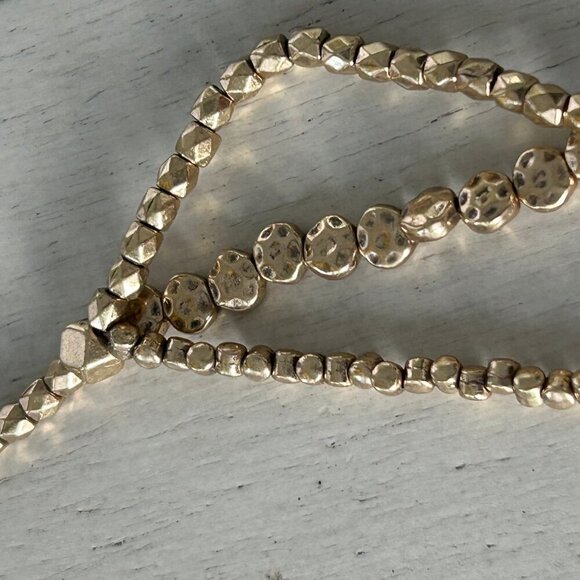 NWT Lucky Brand Gold-Tone Multi-Strand Textured Bead Necklace - Picture 7 of 10